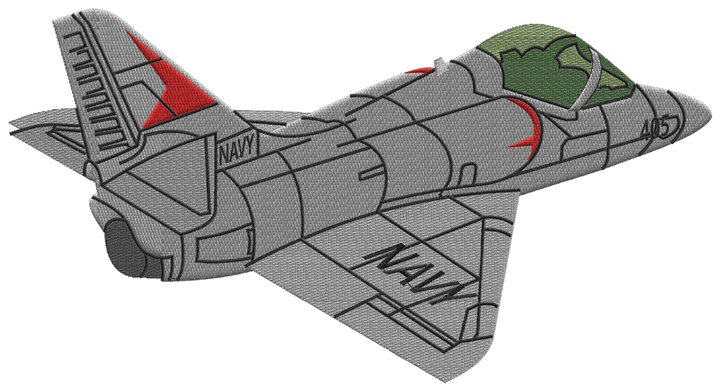 Broderie de caricature avion A4 Skyhawk par BGC Aéro