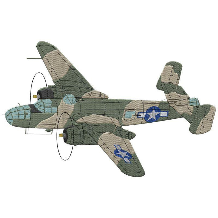 motif de broderie avion Mitchell B25 par BGC Aéro