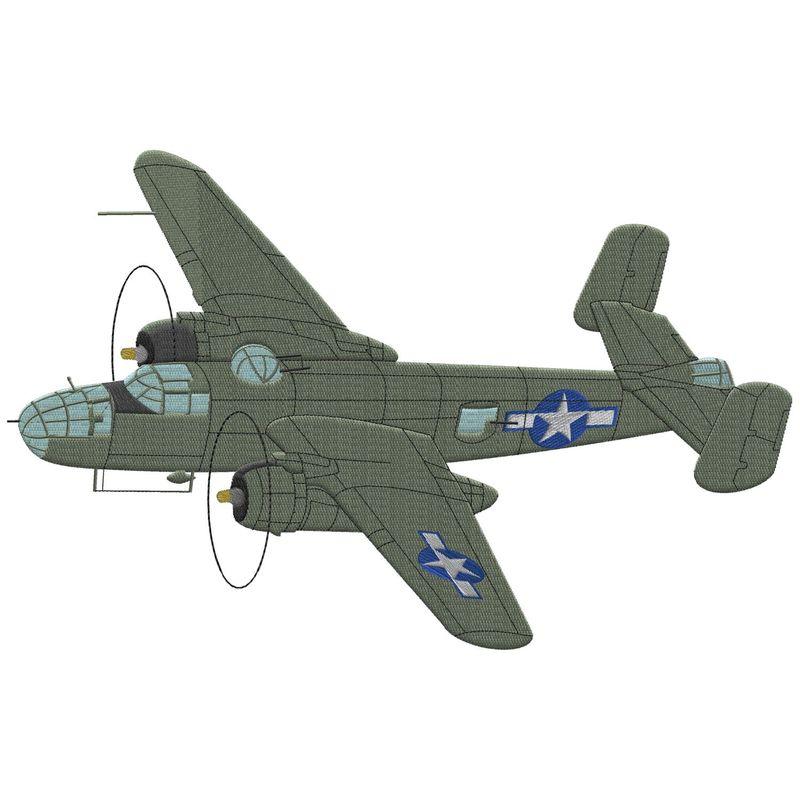motif de broderie avion Mitchell B-25 par BGC Aéro